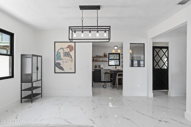 view of unfurnished dining area