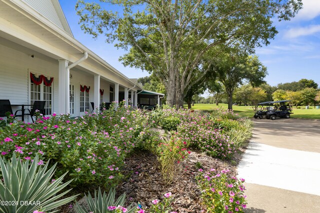 view of yard with covered porch