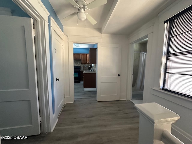 hall featuring dark hardwood / wood-style flooring