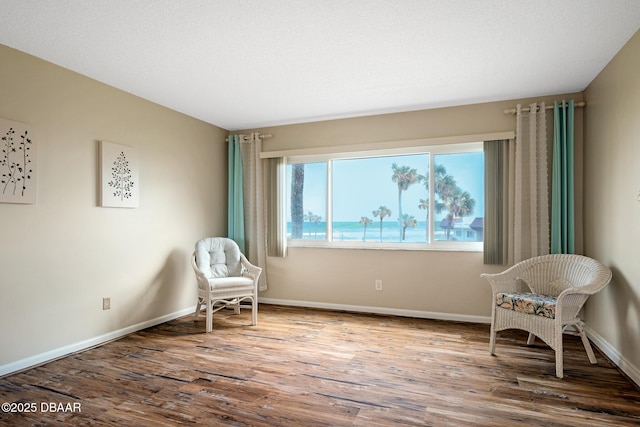 sitting room with hardwood / wood-style flooring