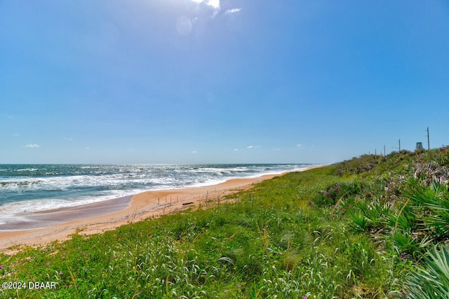 property view of water featuring a beach view