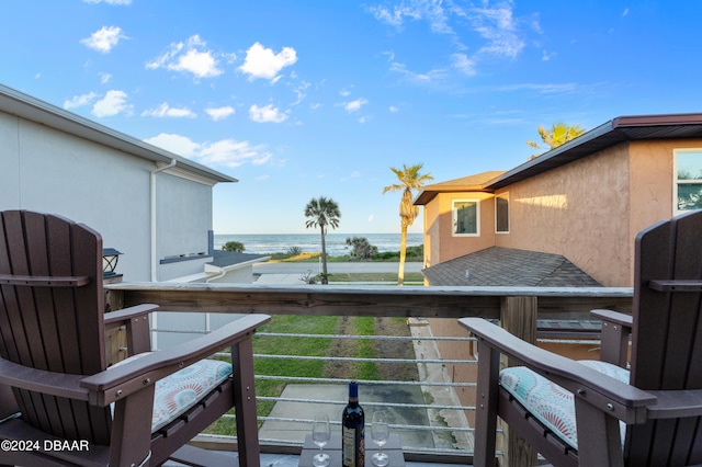 balcony with a water view