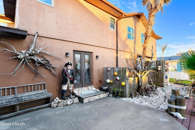 exterior space featuring a patio and french doors