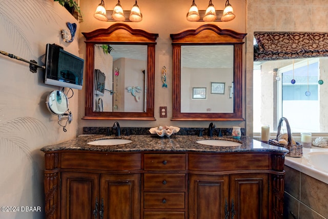 bathroom with a bathtub and vanity