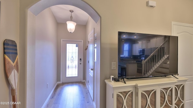 foyer entrance featuring light hardwood / wood-style floors