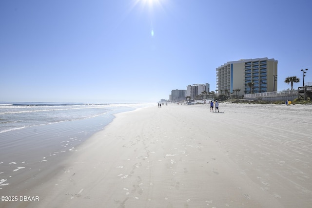 property view of water with a beach view