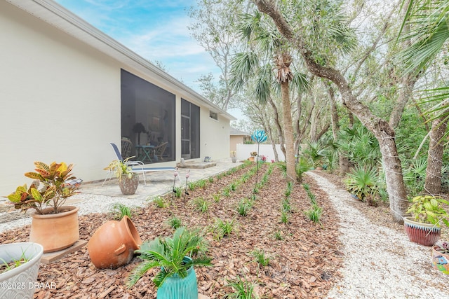 view of yard with a patio and a sunroom