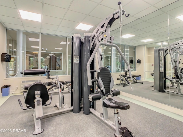 4 Oceans W Blvd Unit 307D, Daytona Beach Shores, FL 32118 - workout area featuring a paneled ceiling