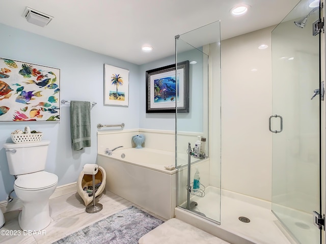 4 Oceans W Blvd Unit 307D, Daytona Beach Shores, FL 32118 - full bath featuring a stall shower, toilet, a bath, baseboards, and recessed lighting