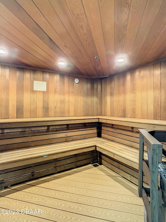 4 Oceans W Blvd Unit 307D, Daytona Beach Shores, FL 32118 - sauna with wood ceiling, wood walls, recessed lighting, and wood-type flooring