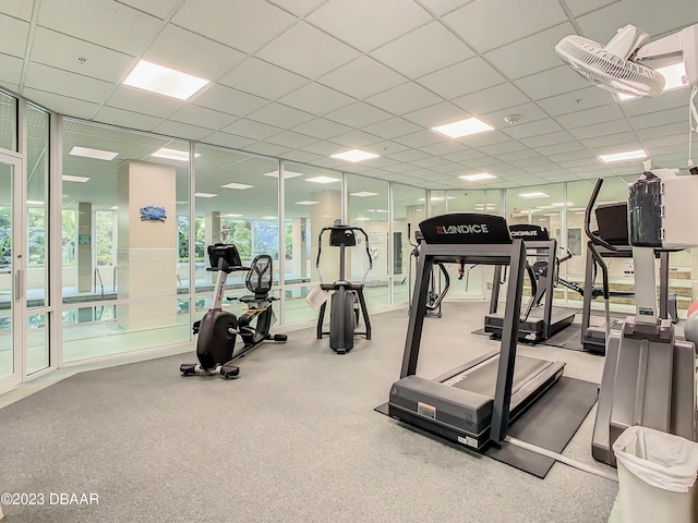 4 Oceans W Blvd Unit 307D, Daytona Beach Shores, FL 32118 - workout area with a paneled ceiling