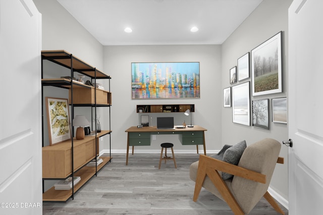 304 Coral Reef Way, Daytona Beach, FL 32124 - home office featuring recessed lighting, baseboards, and wood finished floors