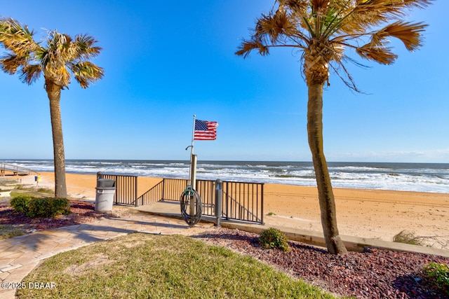 view of water feature with a view of the beach