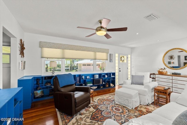 101 Azalea Cir, New Smyrna Beach, FL 32168 - living area with ceiling fan and wood finished floors