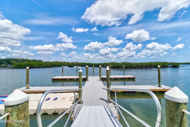 view of dock featuring a water view