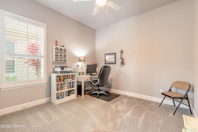 557 Mosaic Blvd, Daytona Beach, FL 32124 - carpeted office featuring a ceiling fan and baseboards