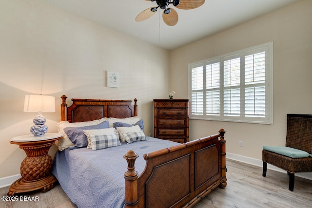 1455 Carlow Cir, Ormond Beach, FL 32174 - bedroom featuring light wood-style flooring, baseboards, and ceiling fan