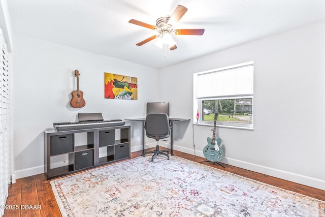 887 Sugar House Ct, Port Orange, FL 32129 - office space featuring a ceiling fan and wood finished floors