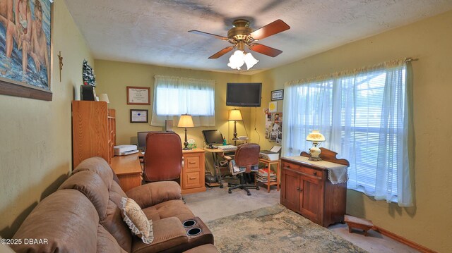 2504 Sabal Palm Dr, Edgewater, FL 32141 - office space featuring ceiling fan and light carpet