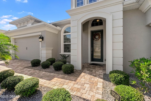 entrance to property with a garage