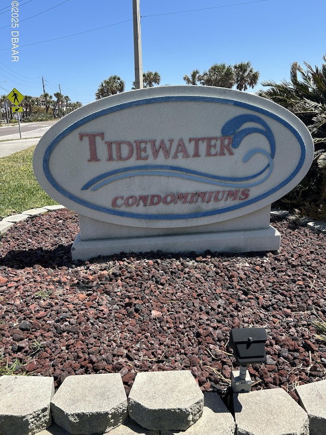 view of community sign