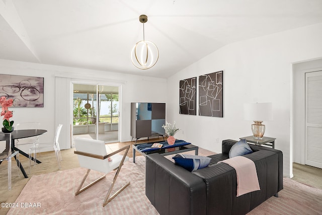 living room with lofted ceiling