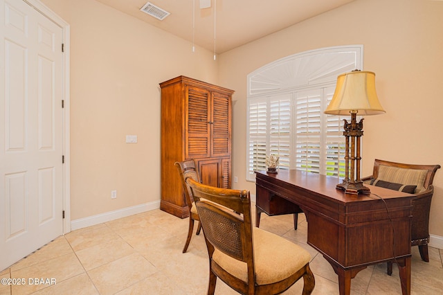 4427 S Atlantic Ave, Ponce Inlet, FL 32127 - home office featuring baseboards and light tile patterned floors