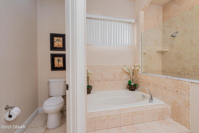 4427 S Atlantic Ave, Ponce Inlet, FL 32127 - full bathroom featuring a garden tub, tile patterned floors, and toilet