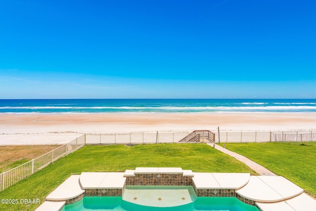 4427 S Atlantic Ave, Ponce Inlet, FL 32127 - water view featuring nearby beach and a fenced backyard
