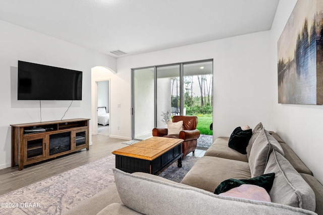 living room featuring hardwood / wood-style flooring