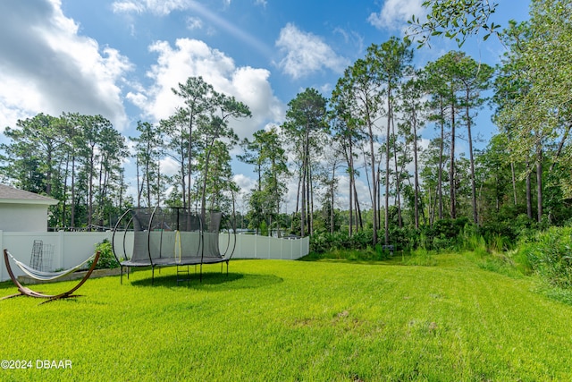 view of yard featuring a trampoline