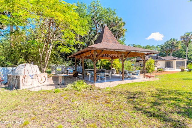 view of yard with a patio and a gazebo