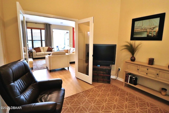 living room featuring light hardwood / wood-style flooring