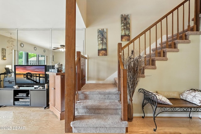 3333 S Ridgewood Ave Unit 8B, Port Orange, FL 32129 - stairs featuring wood finished floors and a ceiling fan