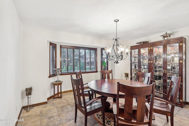 dining room with an inviting chandelier