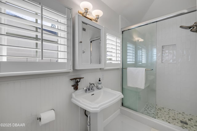 full bathroom with a stall shower