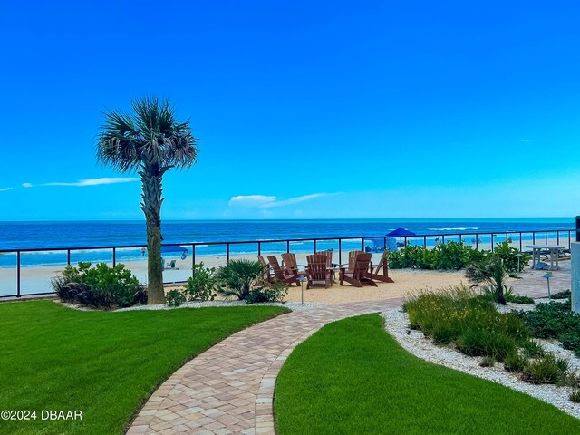 exterior space with a view of the beach