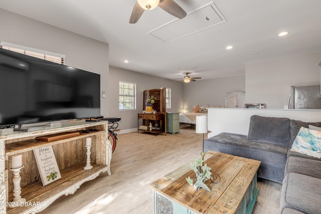 living room featuring light wood-type flooring