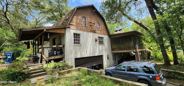 exterior space featuring a garage