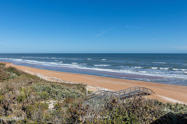 view of water feature with a view of the beach