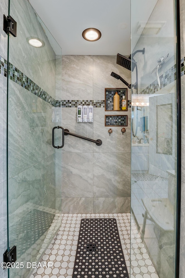 bathroom with walk in shower