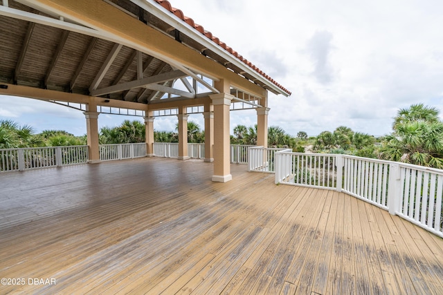 wooden deck with a gazebo