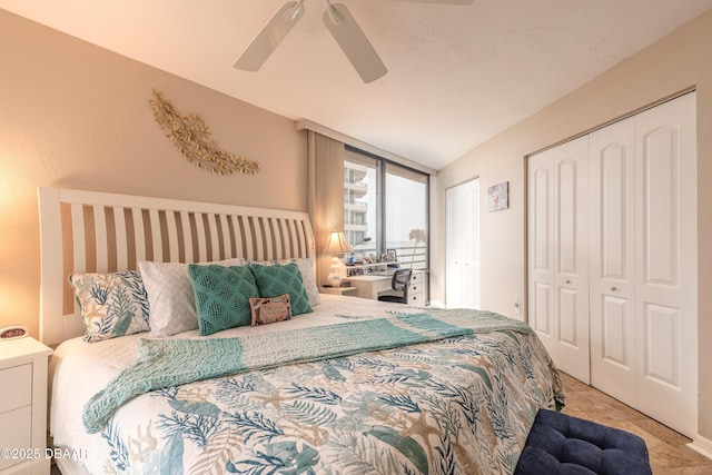 bedroom featuring ceiling fan