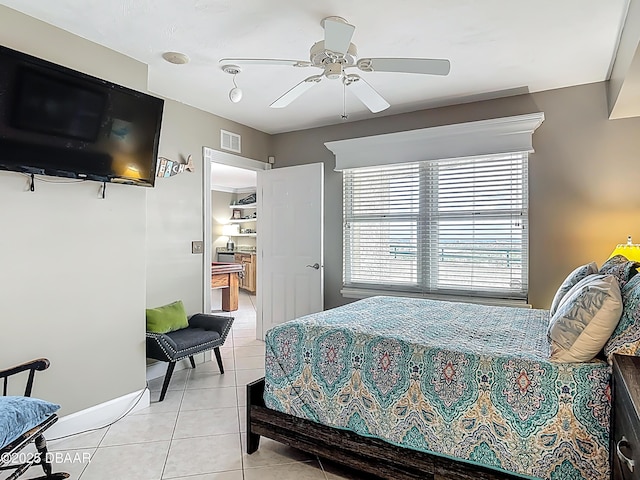 2055 S Atlantic Ave S Unit 1410, Daytona Beach, FL 32118 - bedroom with light tile patterned floors and ceiling fan