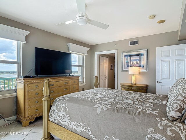 2055 S Atlantic Ave S Unit 1410, Daytona Beach, FL 32118 - bedroom with light tile patterned floors and ceiling fan