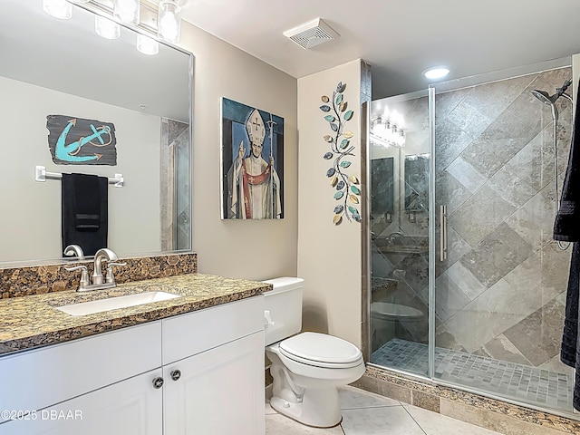 2055 S Atlantic Ave S Unit 1410, Daytona Beach, FL 32118 - bathroom with vanity, a stall shower, and tile patterned floors