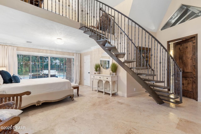 bedroom featuring crown molding