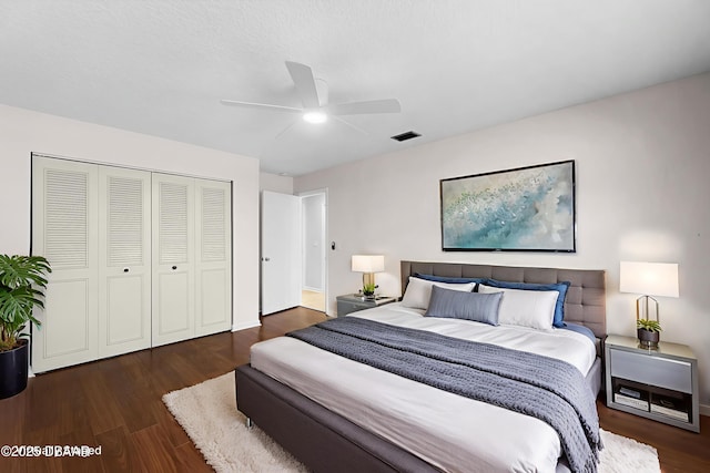 59 Blakeport Ln, Palm Coast, FL 32137 - bedroom featuring a closet, wood finished floors, and a ceiling fan