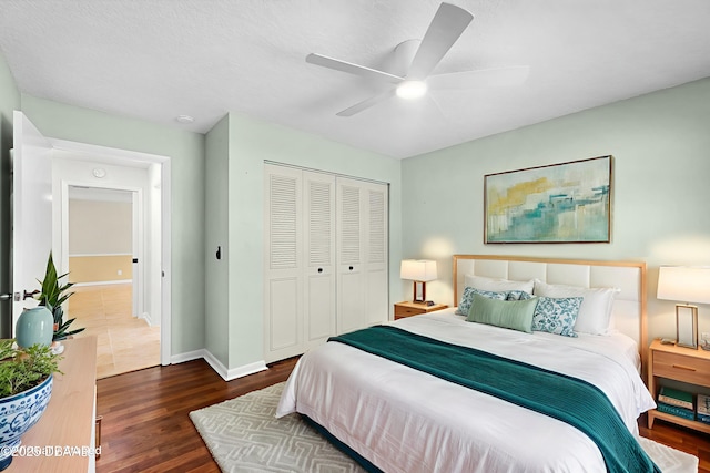 59 Blakeport Ln, Palm Coast, FL 32137 - bedroom featuring a closet, wood finished floors, and ceiling fan