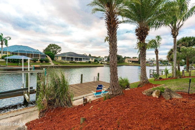 view of dock featuring a water view